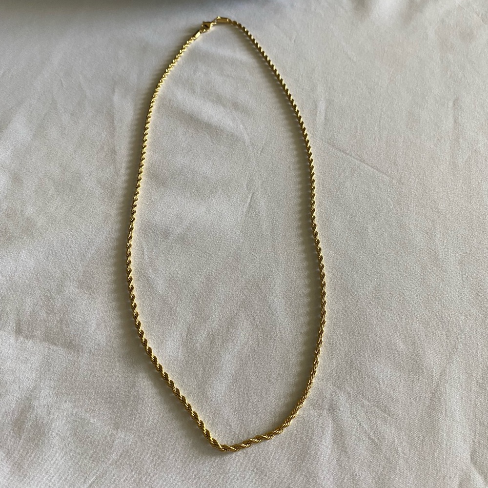 Goldtone Rope Chain.  24”.  Stainless Steel.  New. Lobster claw clasp.